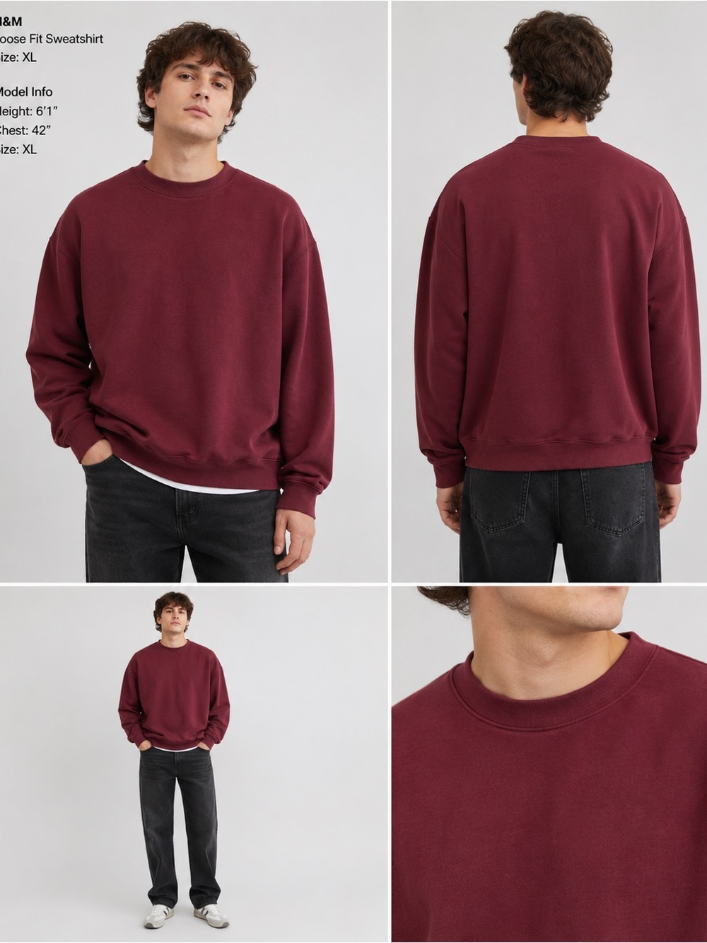 H&M Crewneck Sweatshirt Loose Fit Long Sleeve Size XLarge